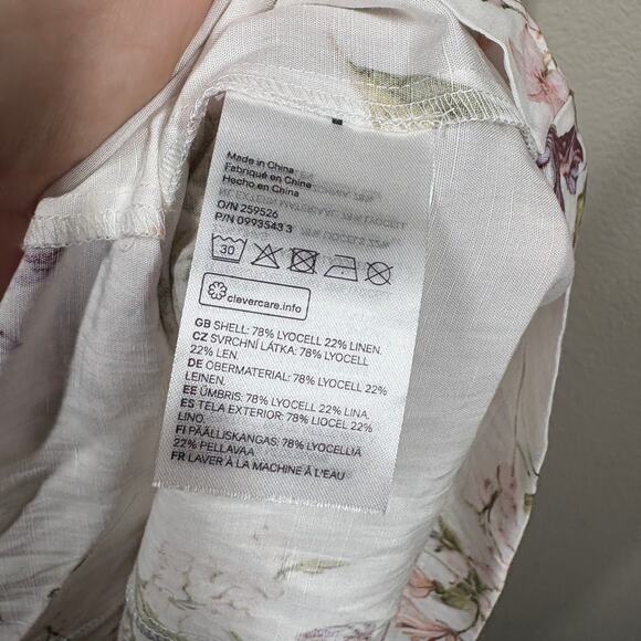 H&M Brock Collection XS Maxi Summer Dress White Floral Linen Blend Sleeveless - Picture 9 of 12